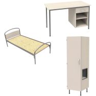 Pack Thélia n°3:Lit 90 som.agglo+bureau+armoire ND - Manutan Expert