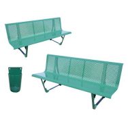 Pack bancs métal + poubelle murale
