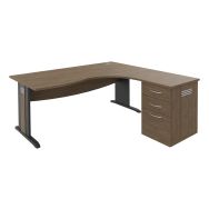 Pack bureau Quatuor asym 180 pied L droit+cais HB Noyer/anth