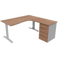 Pack bureau asymétrique Dalia+caisson hauteur bureau - Quadrifoglio