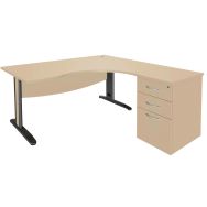 Pack bureau asymétrique Quatuor-Retour droite-Caisson - Manutan Expert