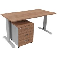 Pack bureau droit Dalia pied caisson mobile tiroirs - Quadrifoglio