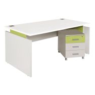 Pack bureau droit Linéo Blanc + caisson mobile - Simmob