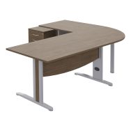Bureau droit Quatuor 160cm angle+ bureau 80cm+caisson - Manutan Expert