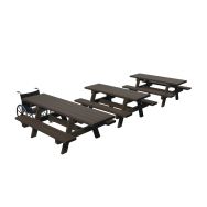 2 tables 180 cm + 1 table PMR 240 cm plastique recyclé - Espace Urbain