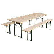 Pack table pliante brasserie + 2 bancs piètement cornière