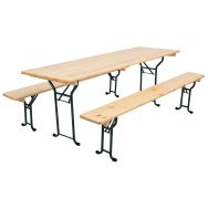 Pack table pliante brasserie + 2 bancs piètement tube