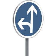 Panneau B21d2 direction obligatoire tout droit ou gauche - Taliaplast
