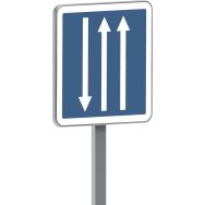 Panneau C29b créneau dépassement 3 voies affectées - Taliaplast