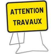 Panneau KC1 Attention travaux 800x600mm classe 1 sur pied