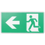 Panneau Sortie secours flèche à gauche PVC 250x125 mm