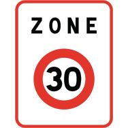 Panneau de signalisation d'entrée de zone - B30 - Entrée d'une zone à vitesse limitée à 30 km/h