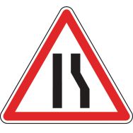 Panneau de signalisation de danger - A3a - Chaussée rétrécie par la droite