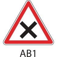 Panneau de signalisation de danger, Côté: 500 mm, Classe: 1, Gamme: 50