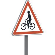 Panneau permanent A21 débouché cyclistes droite ou gauche - Taliaplast