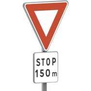 Panneau permanent AB5 Cédez le passage avec Stop à 150m - Taliaplast