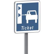 Panneau permanent C62 borne de retrait de ticket de péage - Taliaplast