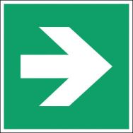 Panneau secours et évacuation carré  - flèche directionnelle droite - Rigide