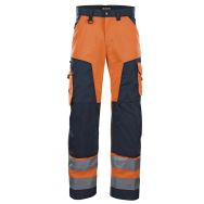 Pantalon haute visibilité orange fluorescent/marine