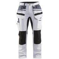 Pantalon peintre stretch blanc/noir