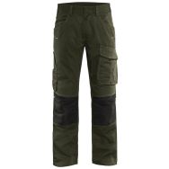 Pantalon services stretch vert olive/noir, détails réfléchissants