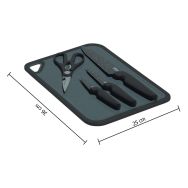 Planche à découper + 3 couteaux Caractère + 1 économe + ciseaux