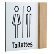 Plaque drapeau Natura bois WC Homme/Femme