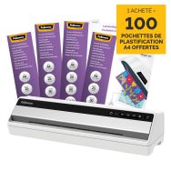 Plastifieuse Fellowes saturne 3I + 1 boite de 100 pochettes plastification 80 microns offerte