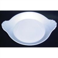 Plat rond à oreilles blanc 20.5x17cm
