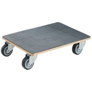 Plateau roulant bois - Finition caoutchouc - F:250 kg - 600 x 400 mm
