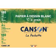 Pochette CANSON® papier à dessin blanc C à grain® A4 12 feuilles 180g/m²