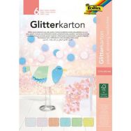 Pochette de 6 feuilles 17 x 24.5 cm carton pailleté pastel 300 g