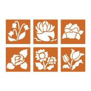 Pochoir plastique lavable 14,5 x 14,5 cm (Pochette de 6) - Fleurs
