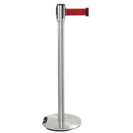Poteau acier inoxydable à sangle 2 m - Socle à roulettes - Manutan Expert