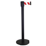 Poteau noir à sangle 5 m - Acier - Socle à roulettes - Manutan Expert