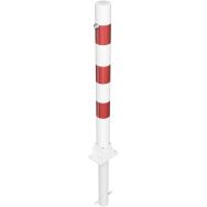 Poteau rabattable rond à bétonner réfléchissant-Blanc/Rouge