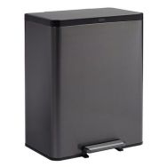 Poubelle 2 flux en acier inoxydable avec pedale 60L charbon