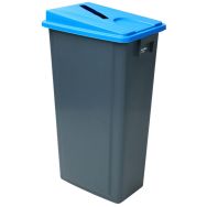 Poubelle 80 L avec couvercle tri sélectif Bleu Fente papier