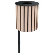 Poubelle CITADY 60 L sur pied lames bois/métal - Buton Design