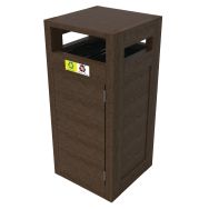 Poubelle Canopée tri 2x60L p. pluie p. sac plast recyclé-Espace Urbain