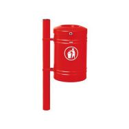 Poubelle Guyenne sur poteau pommeau inox brossé 40 L seau - Procity