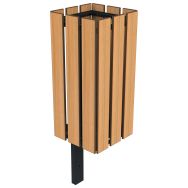 Poubelle JARDIZ carrée lames bois/métal - Buton Design