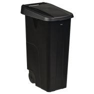 Poubelle de tri mobile couvercle plein 110L Movatri Noir/Noir