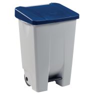 Poubelle mobile à pédale Mobily 80 L - Blanc/Bleu