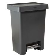 Poubelle resine avec pedale en acier 45L charbon