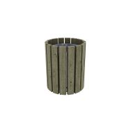 Poubelle ronde Rhuys 50L pin traité - Mobextan