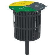 Poubelle tri CERKY 3 x 45 L ajouré gris 7016 - verre/papier/déchets