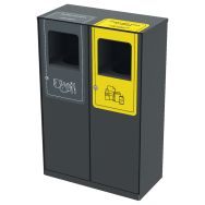 Poubelle tri TRIVY 2 x 40 L métal gris 7016 - papier/déchets