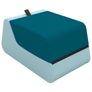 Pouf-lounge 2 en 1 Batbi PVC Ginko pétrole/aigue marine