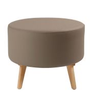 Pouf BULLE pied bois enduit PVC Terre